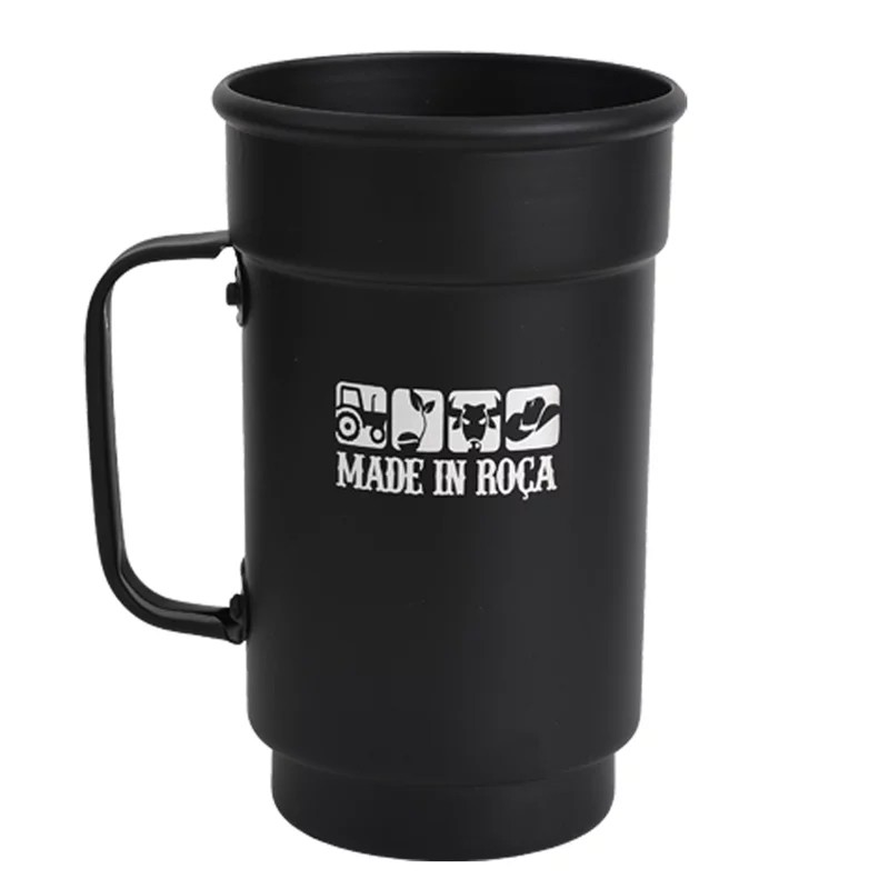 Caneca Personalizada Chopp Aluminio Premium Preto Fosco 650Ml