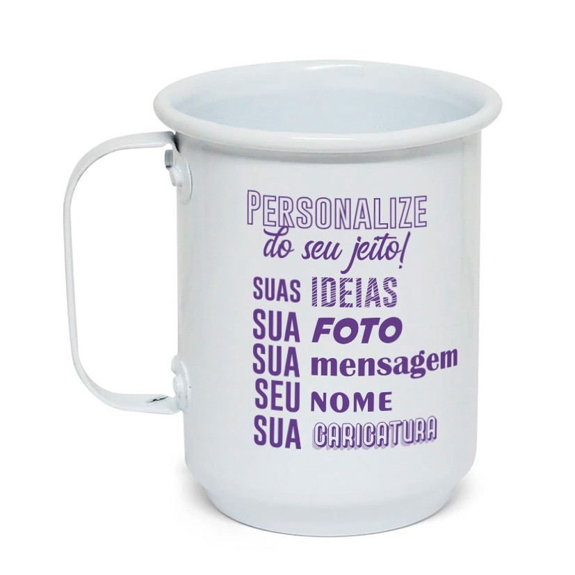 Caneca Personalizada Chopp Alumínio Branca 650 ml