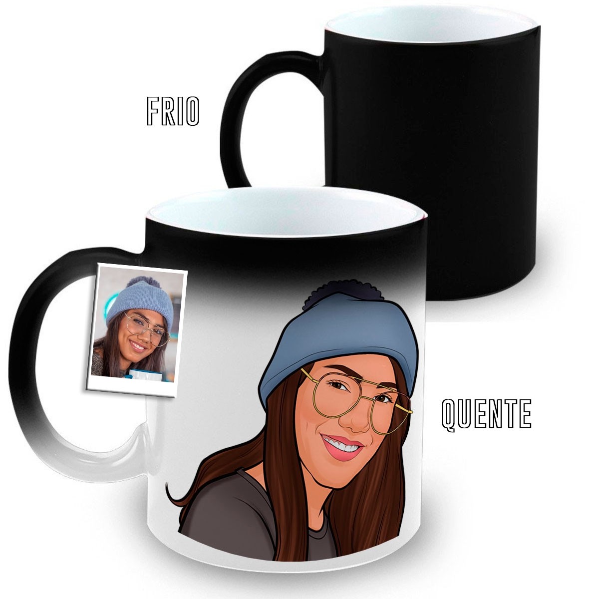 Caneca Mágica Com 1 Caricatura Preta Fosca 325 Ml